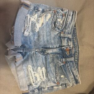American Eagle Outfitters Light Blue Ripped Jean Shorts